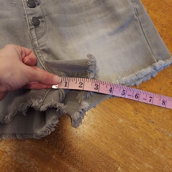 Mossimo High Rise Denim Shorts Gray Button Fly Cotton Sz 4 - Picture 7 of 8